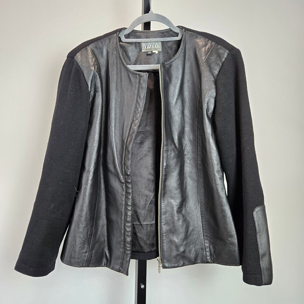 Originaux‎ Pablo Leather Knit Jacket Medium Minimalist Goth Career Biker Staple